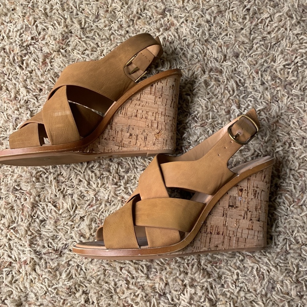 Tan Cork Wedges - Picture 2 of 6